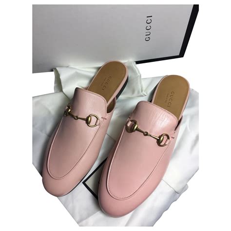 gucci womens light pink leather mues|Gucci mules for sale.